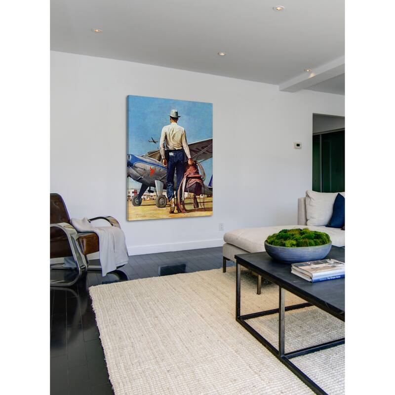 Marmont Hill - "Flying Cowboy" by Mead Schaeffer Painting Print on Canvas - Multi-Color
