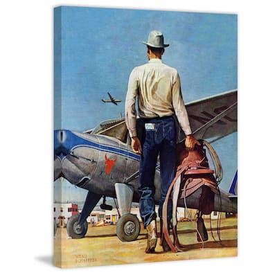 Marmont Hill - "Flying Cowboy" by Mead Schaeffer Painting Print on Canvas - Multi-Color