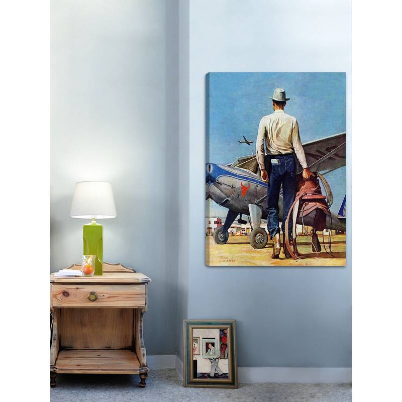 Marmont Hill - "Flying Cowboy" by Mead Schaeffer Painting Print on Canvas - Multi-Color