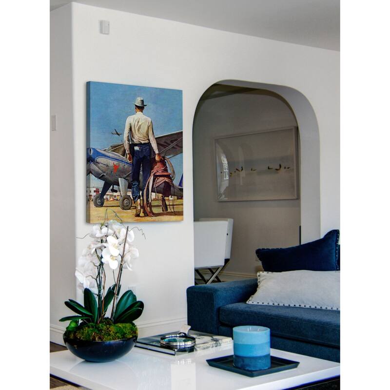 Marmont Hill - "Flying Cowboy" by Mead Schaeffer Painting Print on Canvas - Multi-Color