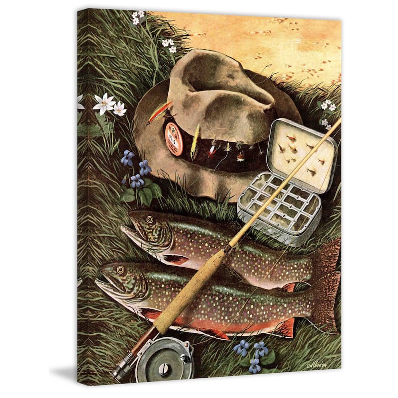Marmont Hill - "Fishing Still Life" by John Atherton Painting Print on Canvas - Multi-Color