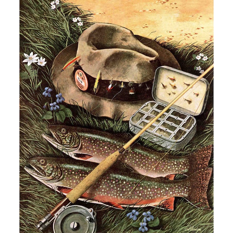 Marmont Hill - "Fishing Still Life" by John Atherton Painting Print on Canvas - Multi-Color