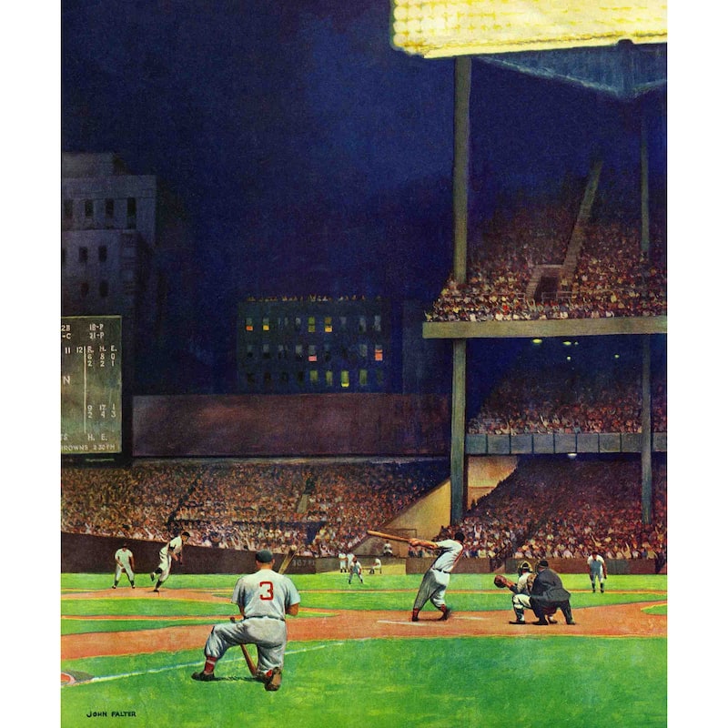 Marmont Hill - "Yankee Stadium" by John Falter Painting Print on Canvas - Multi-Color
