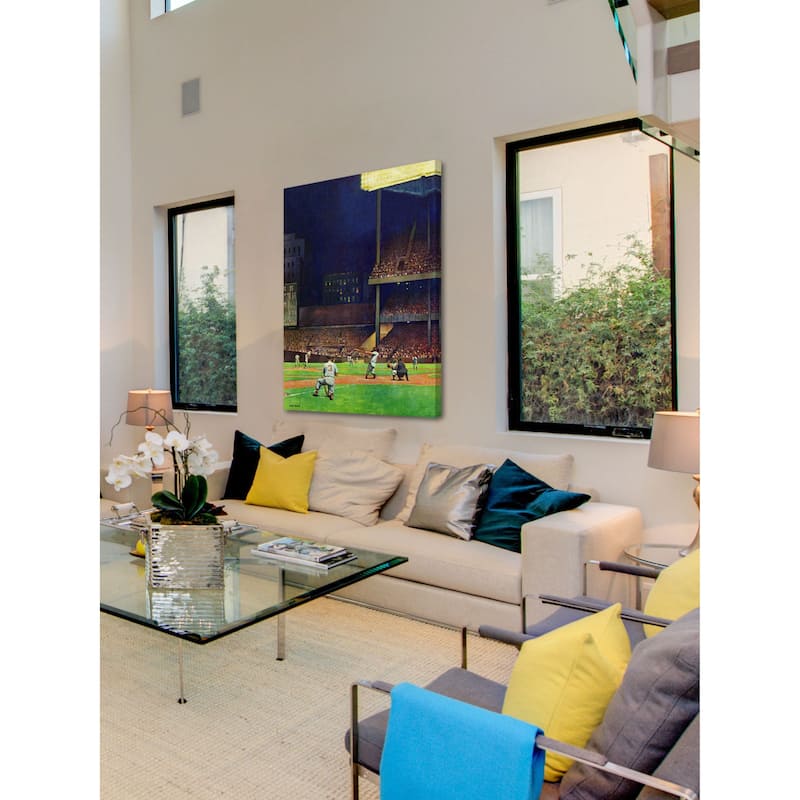 Marmont Hill - "Yankee Stadium" by John Falter Painting Print on Canvas - Multi-Color