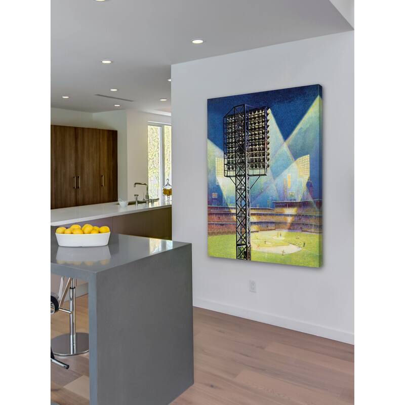 Marmont Hill - "Baseball Stadium at Night" by Roy Hilton Painting Print on Canvas