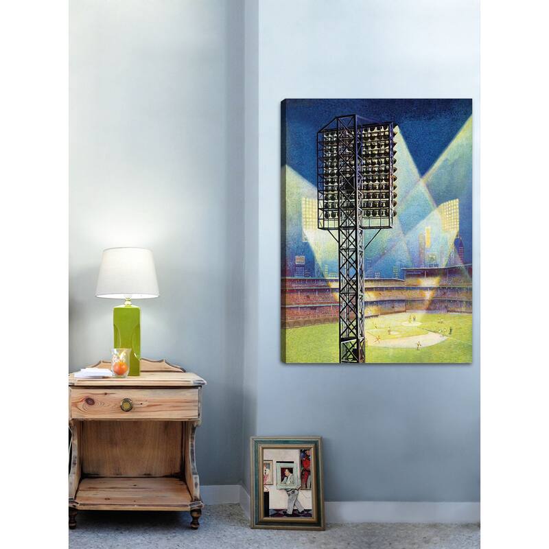 Marmont Hill - "Baseball Stadium at Night" by Roy Hilton Painting Print on Canvas