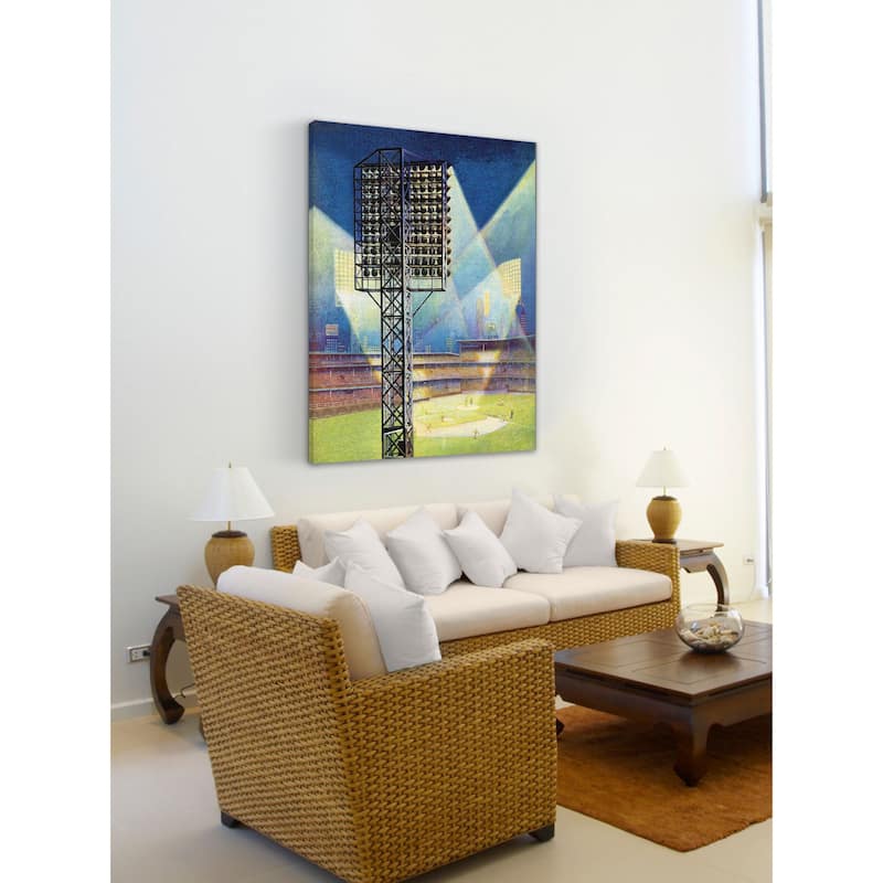 Marmont Hill - "Baseball Stadium at Night" by Roy Hilton Painting Print on Canvas