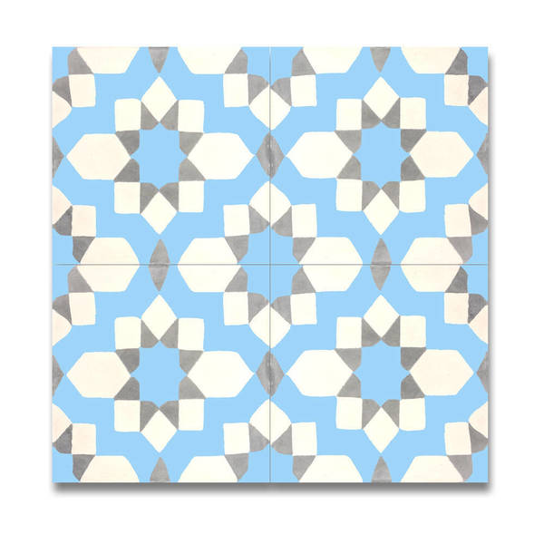Affos Blue and Grey Handmade Moroccan 8 x 8 inch Cement and Granite Floor or Wall Tile (Case of 12)