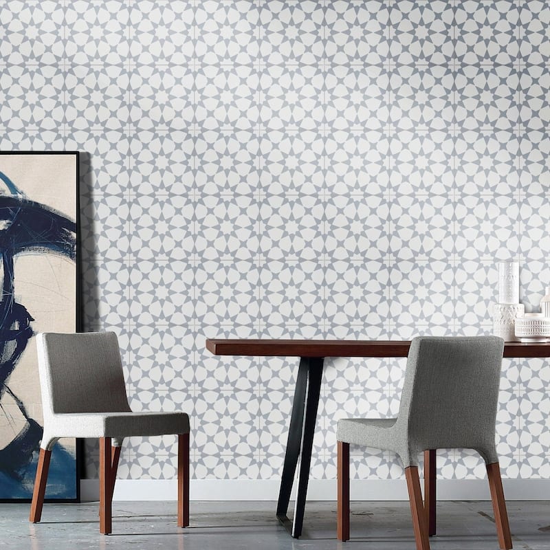 Handmade Medina in White and Grey Tile, Pack of 12 (Morocco)