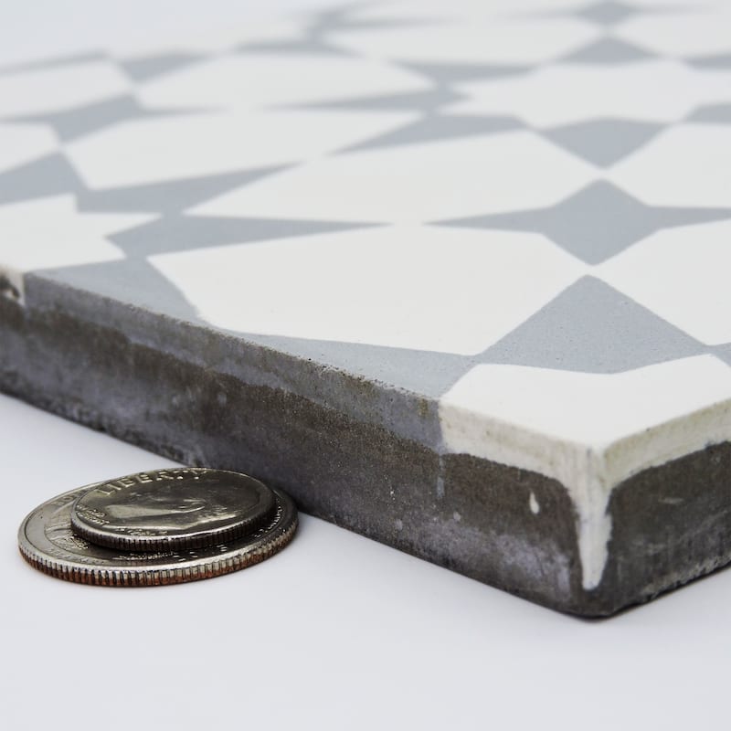 Handmade Medina in White and Grey Tile, Pack of 12 (Morocco)