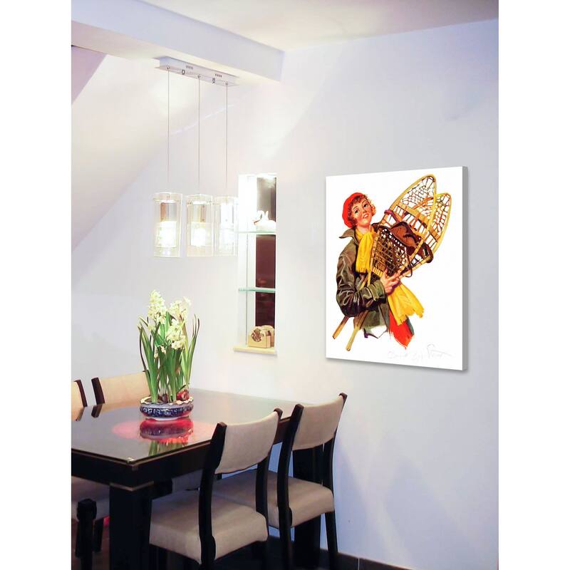 Marmont Hill - "Woman and Snowshoes" by Henrietta McCaig Starret Painting Print on Canvas - Multi-Color