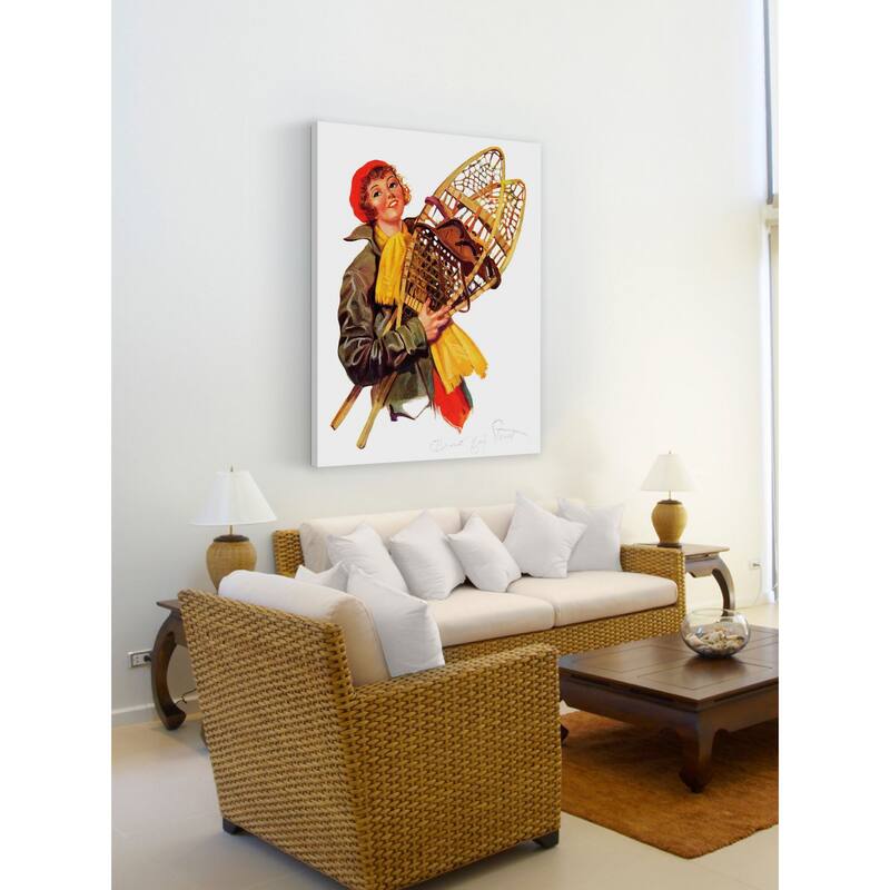 Marmont Hill - "Woman and Snowshoes" by Henrietta McCaig Starret Painting Print on Canvas - Multi-Color