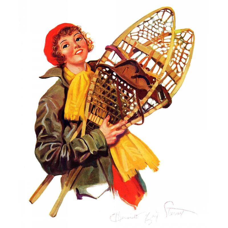 Marmont Hill - "Woman and Snowshoes" by Henrietta McCaig Starret Painting Print on Canvas - Multi-Color