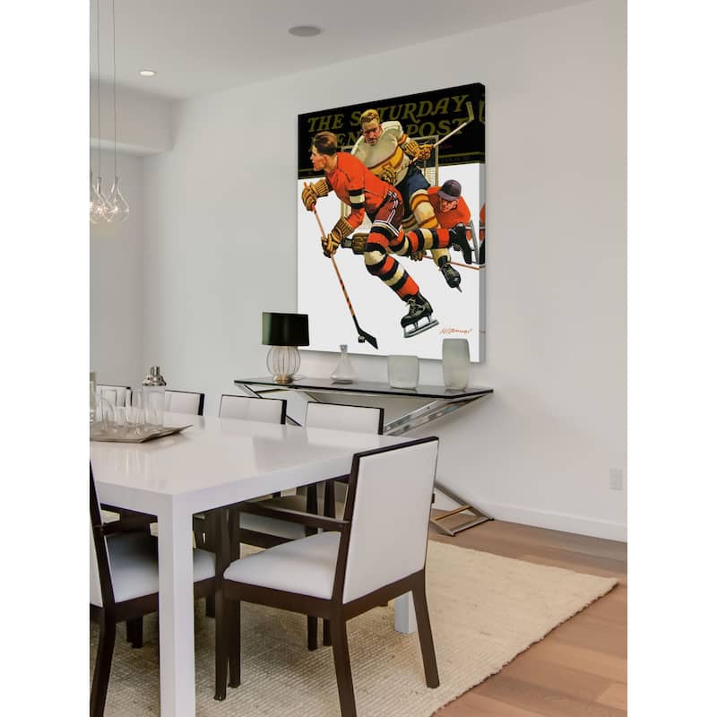 Marmont Hill - "Ice Hockey Match" by Maurice Bower Painting Print on Canvas - Multi-Color