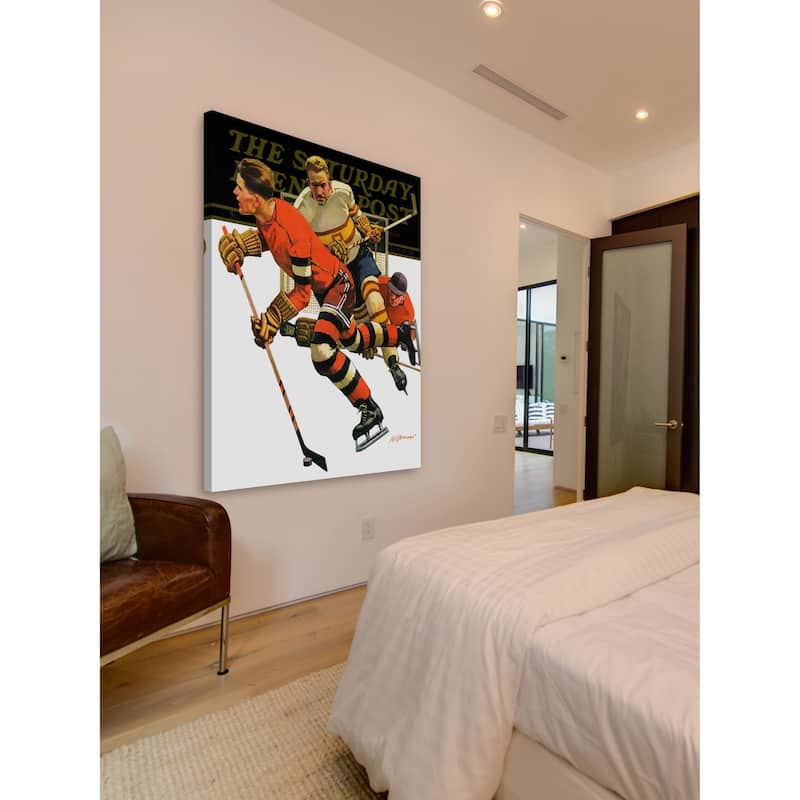 Marmont Hill - "Ice Hockey Match" by Maurice Bower Painting Print on Canvas - Multi-Color