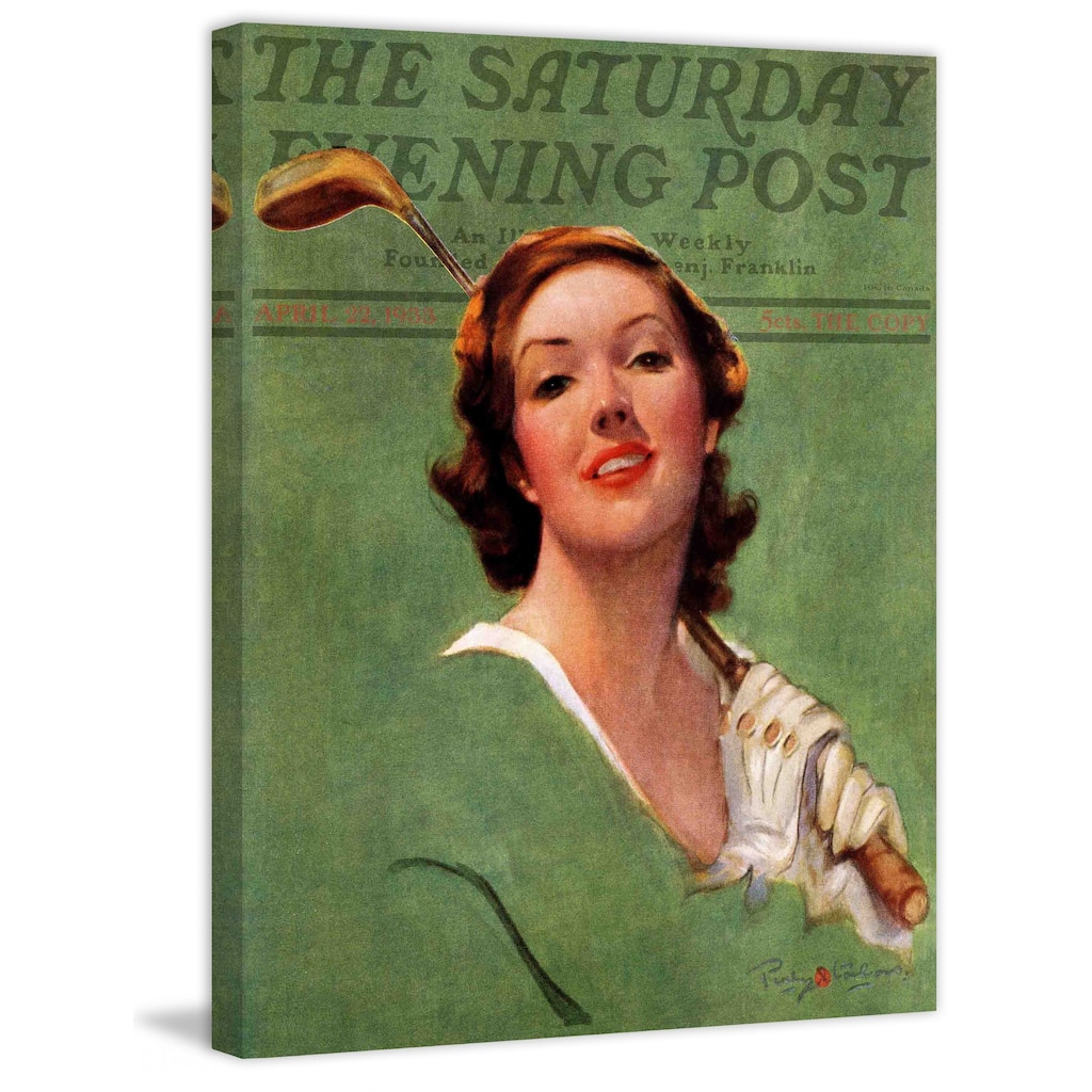 Marmont Hill - "Portrait of Lady Golfer" by Penrhyn Stanlaws Painting Print on Canvas - Multi-Color