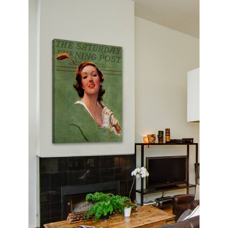 Marmont Hill - "Portrait of Lady Golfer" by Penrhyn Stanlaws Painting Print on Canvas - Multi-Color