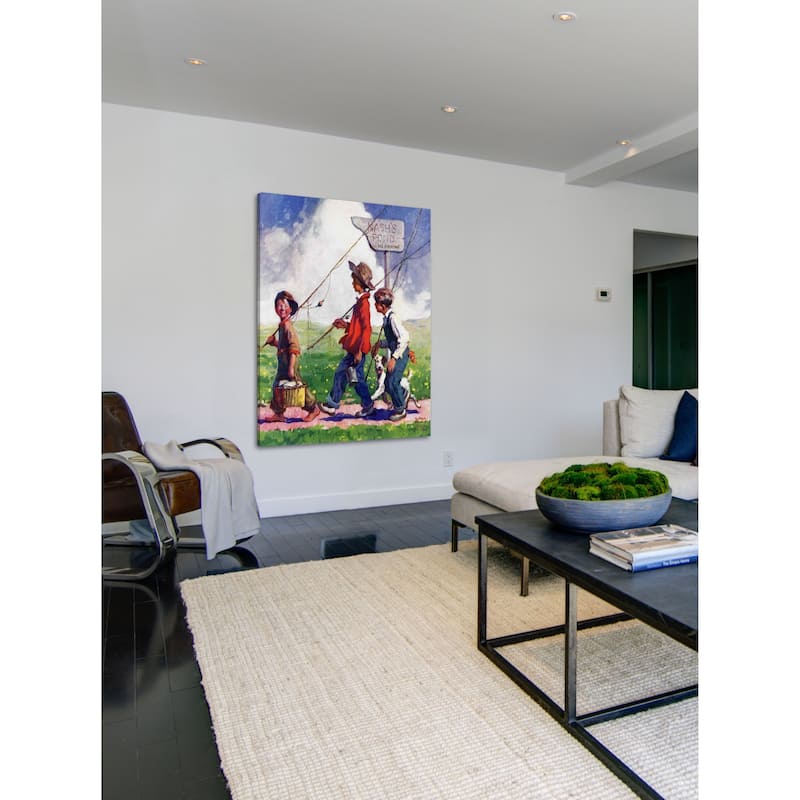 Marmont Hill - "Going Fishing" by WM. Meade Prince Painting Print on Canvas - Multi-Color