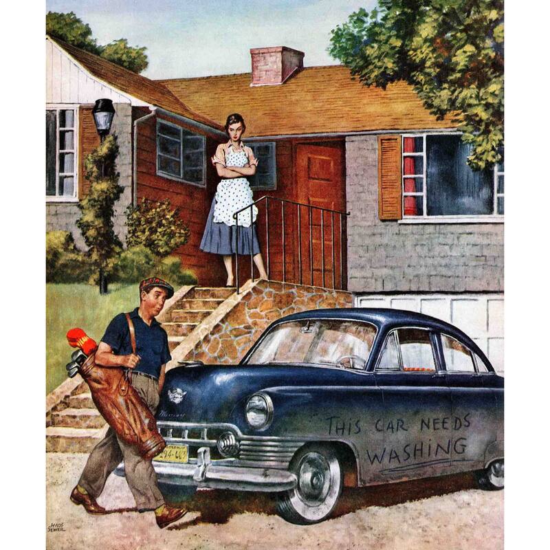 Marmont Hill - "This Car Needs Washing" by Amos Sewell Painting Print on Canvas - Multi-Color