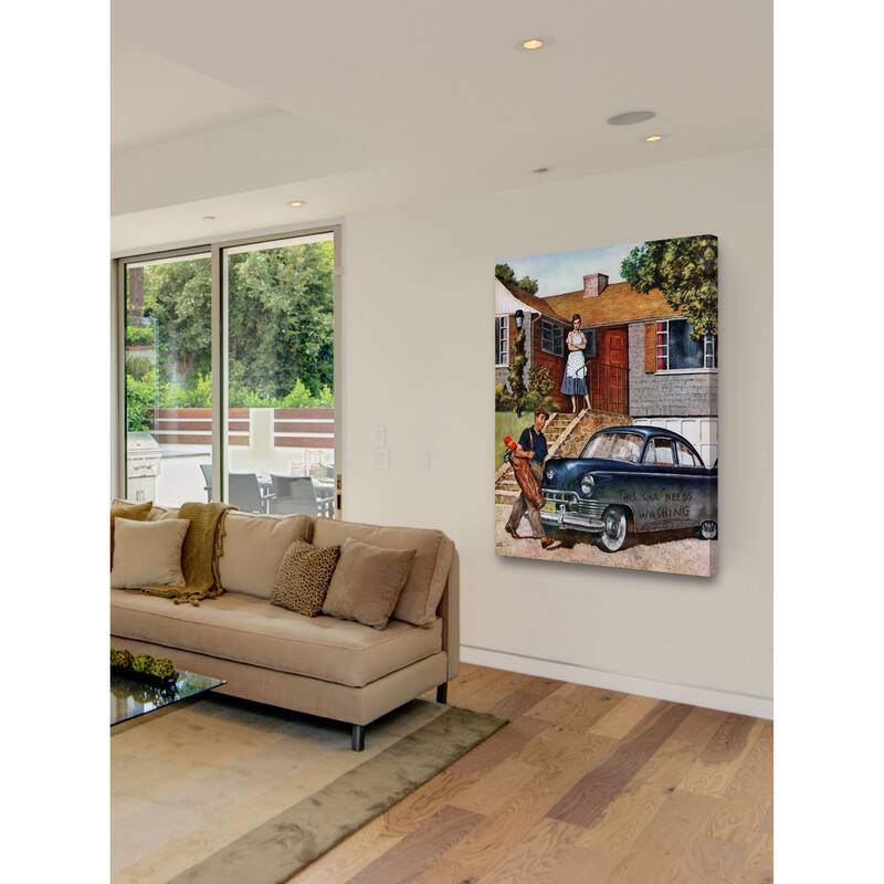 Marmont Hill - "This Car Needs Washing" by Amos Sewell Painting Print on Canvas - Multi-Color