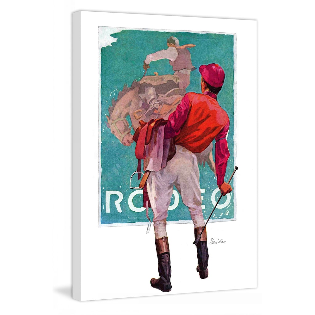 Marmont Hill - "Jockey Looks at Poster" by John E. Sheridan Painting Print on Canvas - Multi-Color