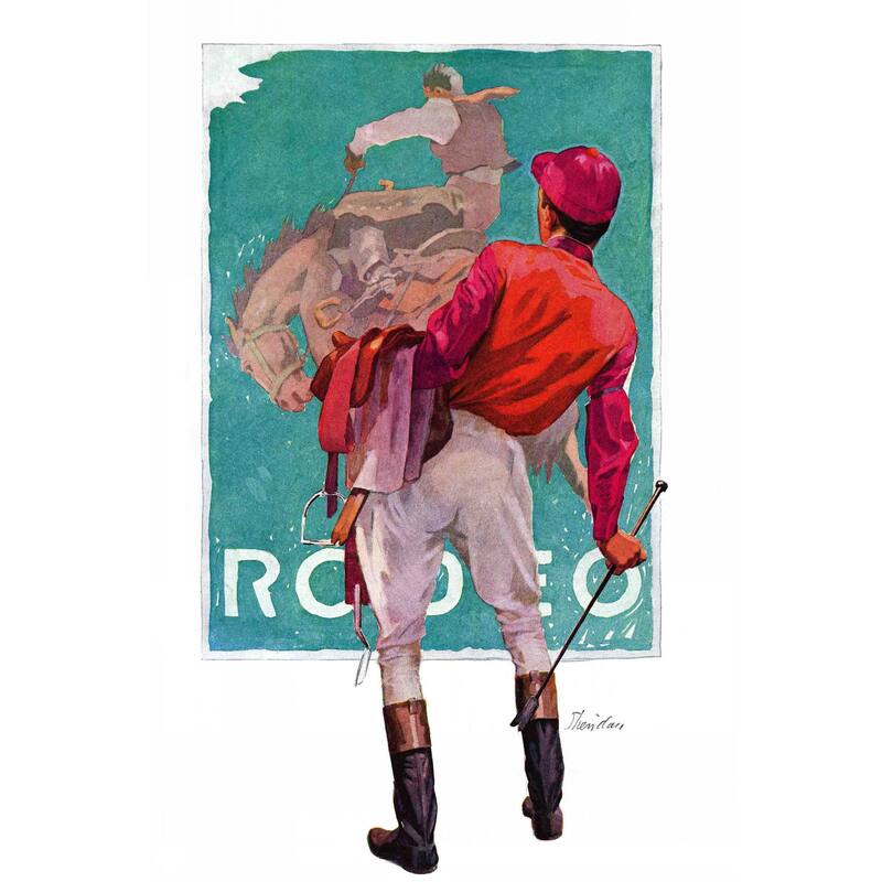 Marmont Hill - "Jockey Looks at Poster" by John E. Sheridan Painting Print on Canvas - Multi-Color
