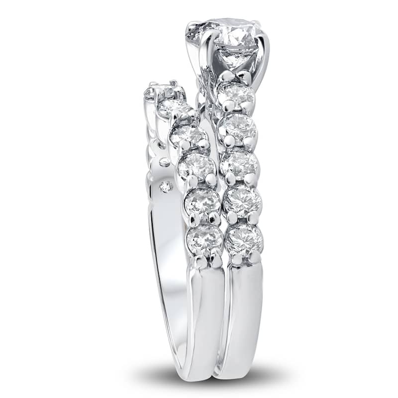 14k White Gold 2ct TDW Diamond Engagement Wedding Ring Set