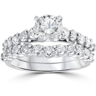 14k White Gold 2ct TDW Diamond Engagement Wedding Ring Set