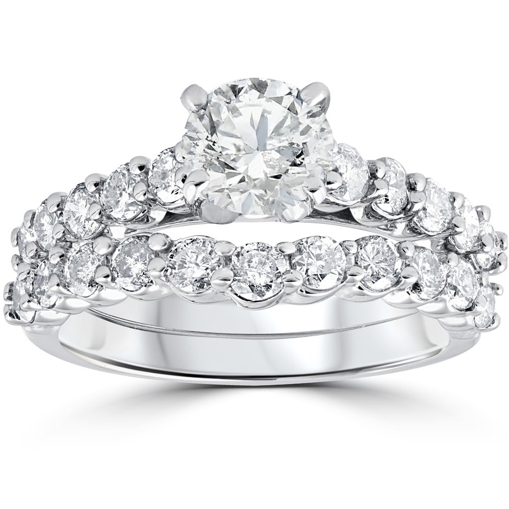 Bliss Diamond 14k White Gold 2ct TDW Diamond Engagement Wedding Ring Set