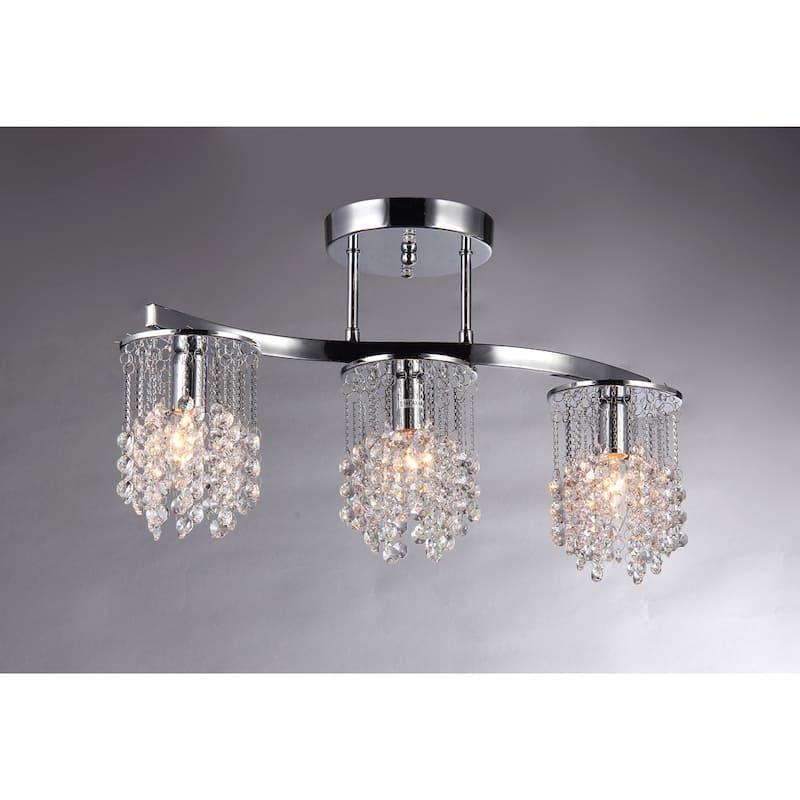 Silver Orchid Hessling Chrome 22-inch 3-light Crystal Chandelier - Chrome