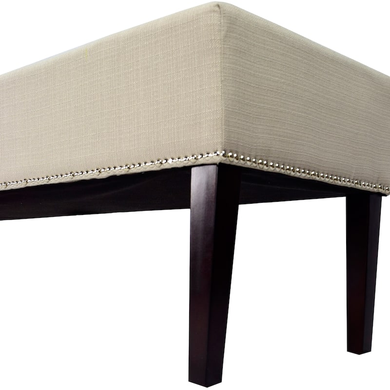 MJL Furniture Roxanne Nail Trim Upholstered Long Bench