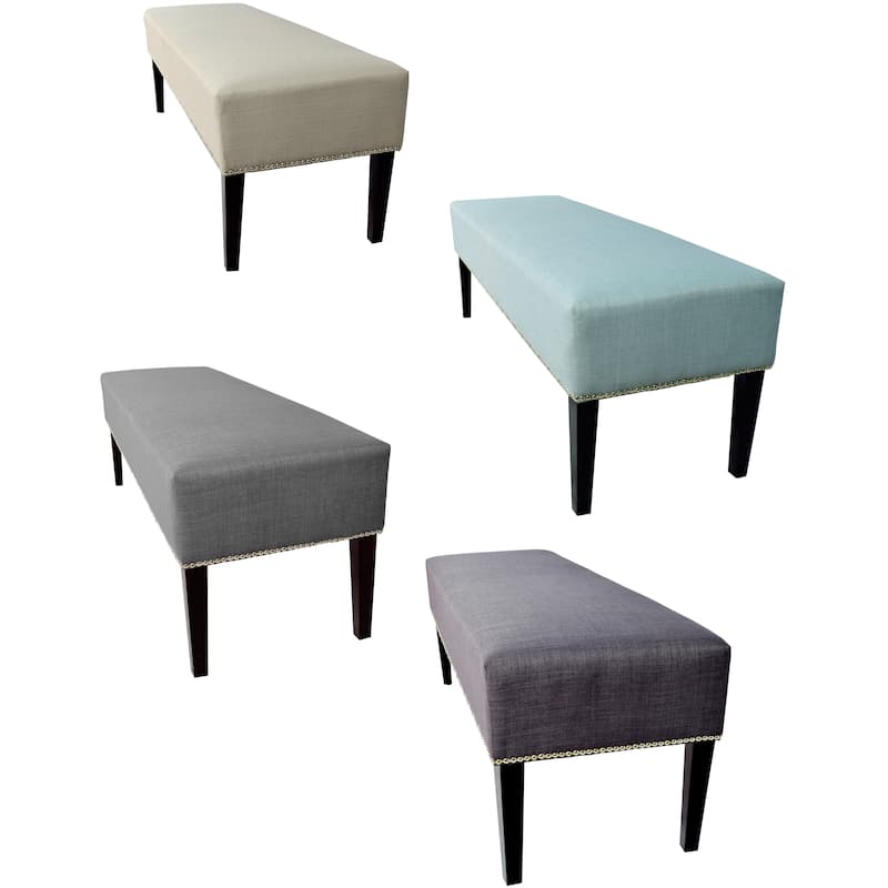 MJL Furniture Roxanne Nail Trim Upholstered Long Bench