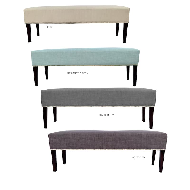 MJL Furniture Roxanne Nail Trim Upholstered Long Bench