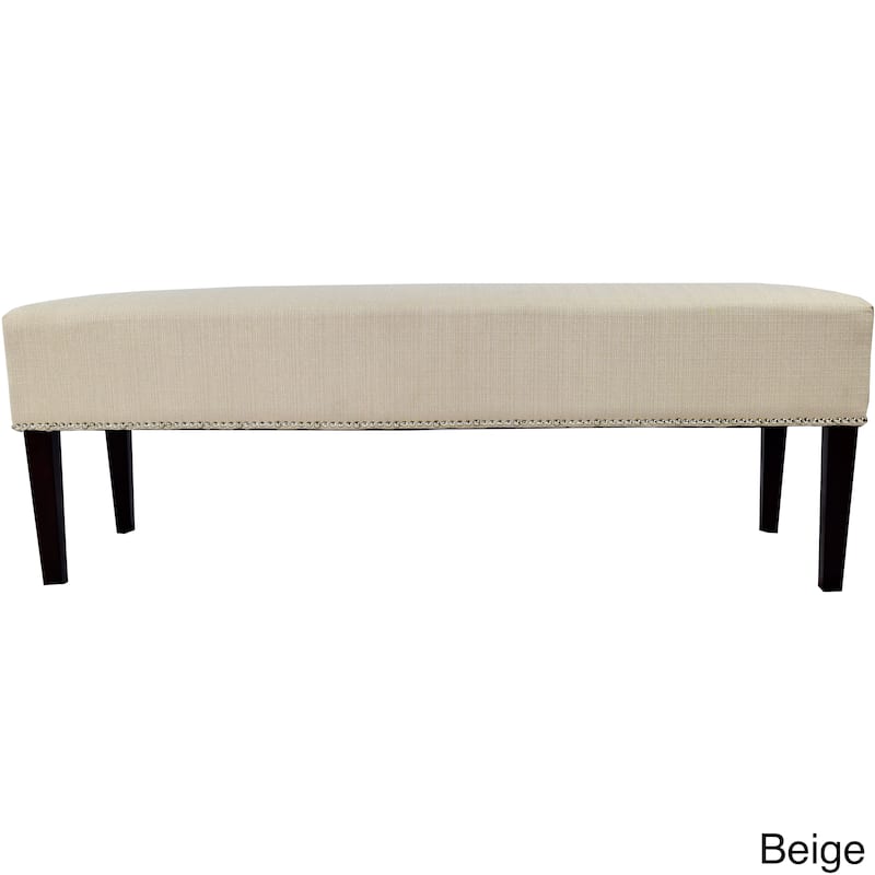 MJL Furniture Roxanne Nail Trim Upholstered Long Bench - Beige