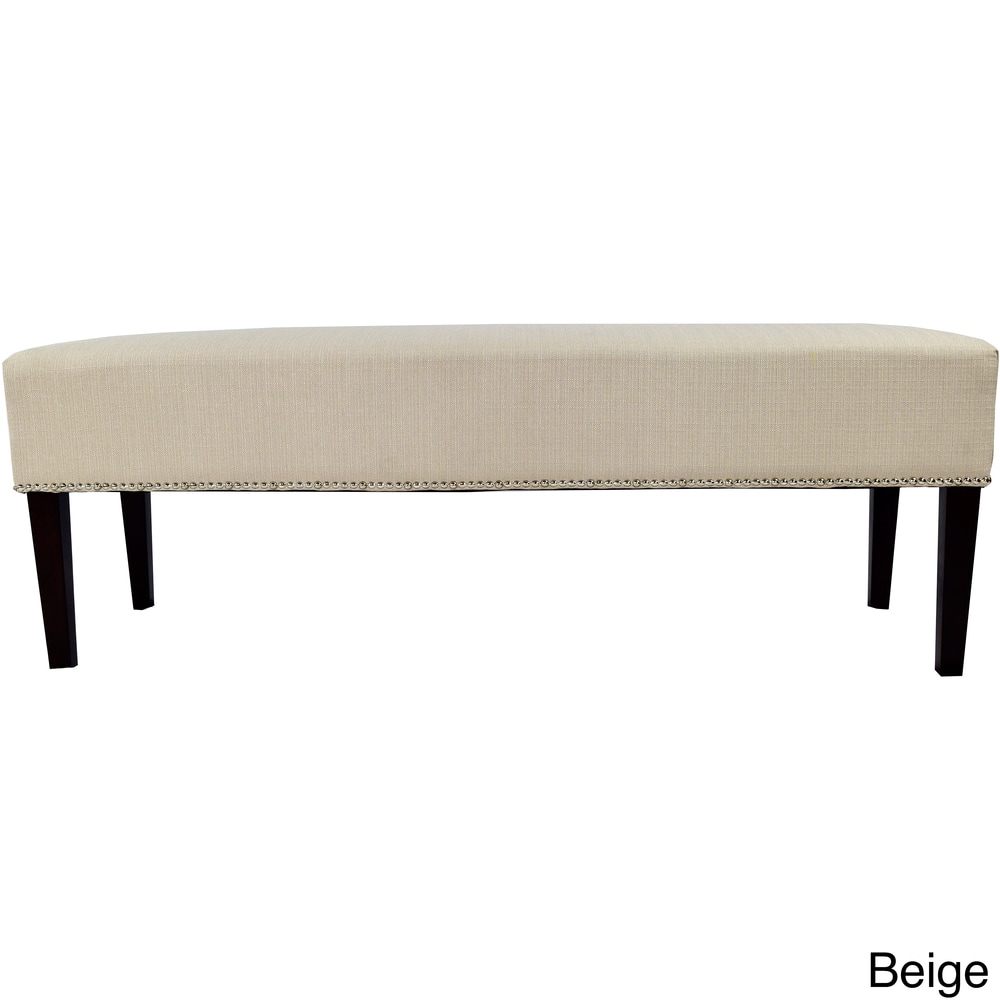 MJL Furniture Roxanne Nail Trim Upholstered Long Bench