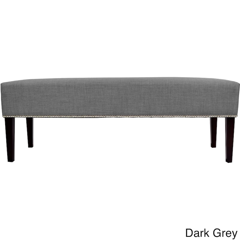 MJL Furniture Roxanne Nail Trim Upholstered Long Bench - Dark Grey
