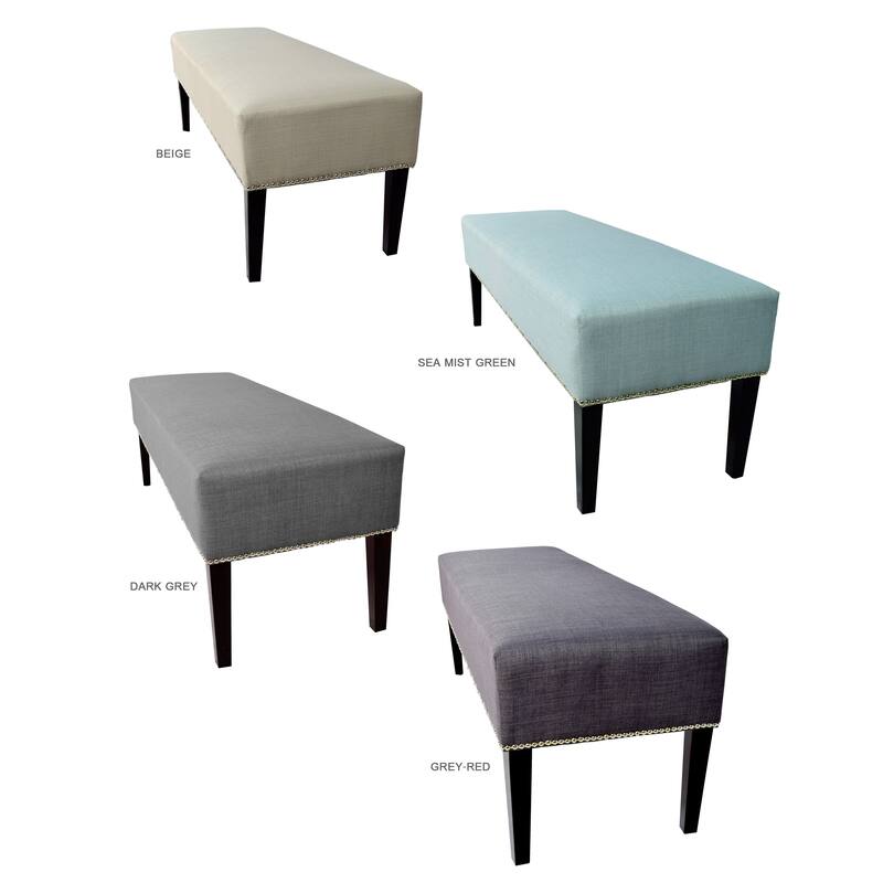 MJL Furniture Roxanne Nail Trim Upholstered Long Bench