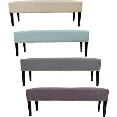 MJL Furniture Roxanne Nail Trim Upholstered Long Bench