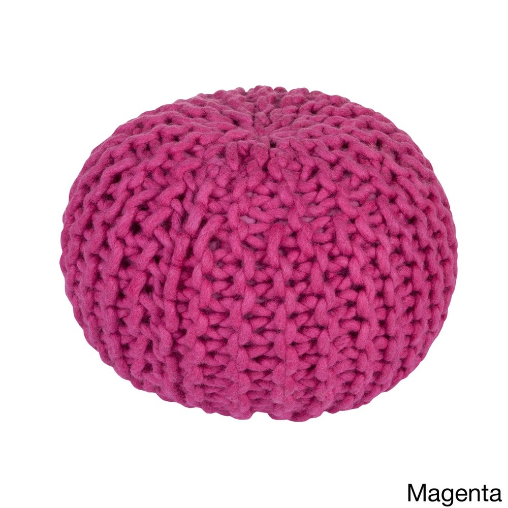 Solid Beth Round Wool 20-inch Pouf