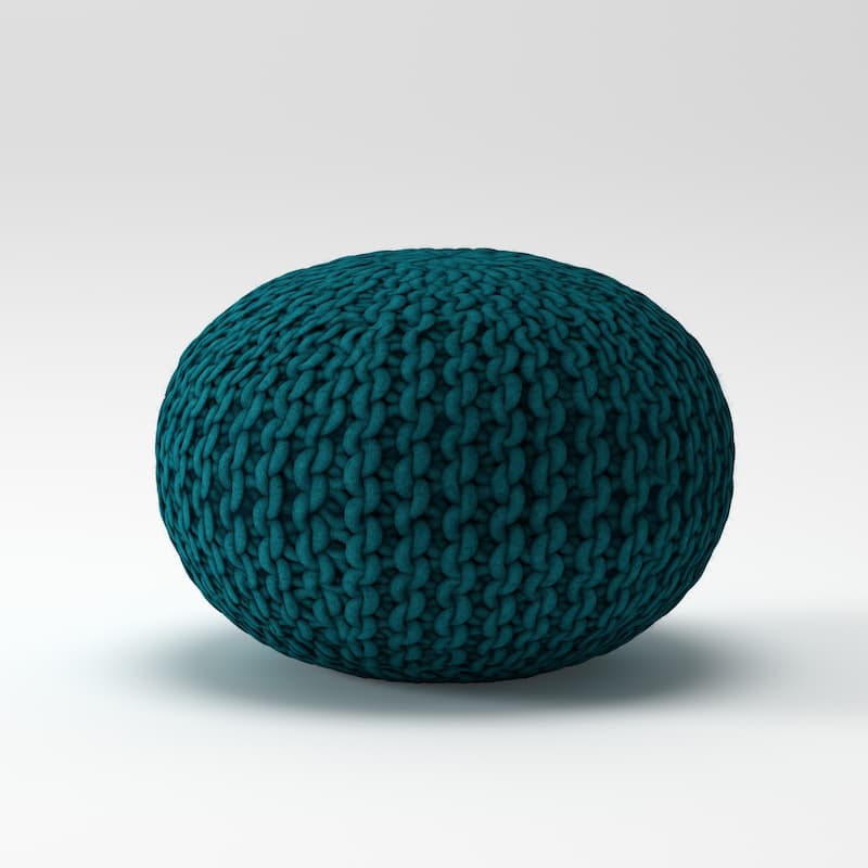 Solid Beth Round Wool 20-inch Pouf