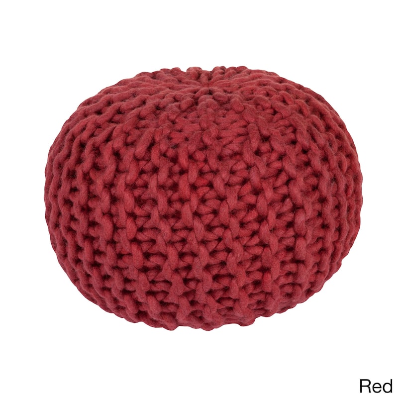 Solid Beth Round Wool 20-inch Pouf