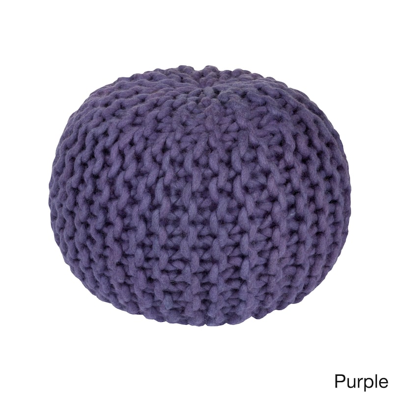 Solid Beth Round Wool 20-inch Pouf