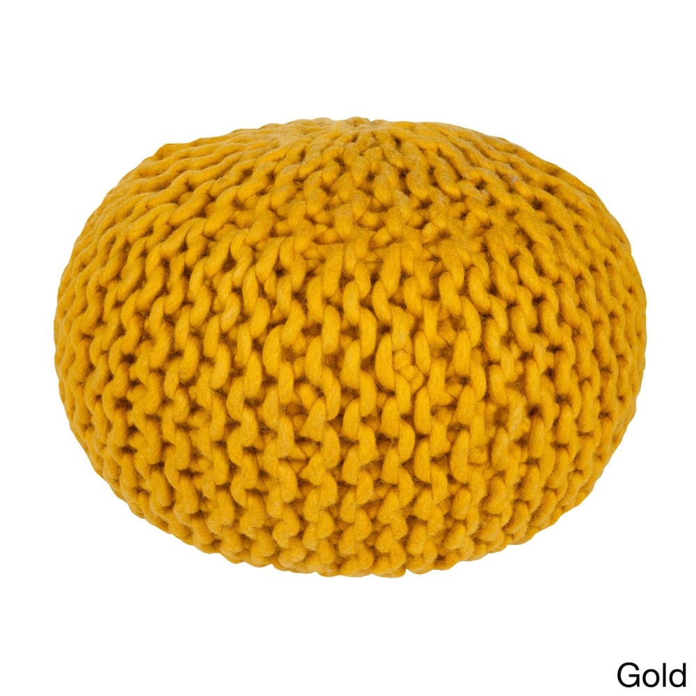 Solid Beth Round Wool 20-inch Pouf