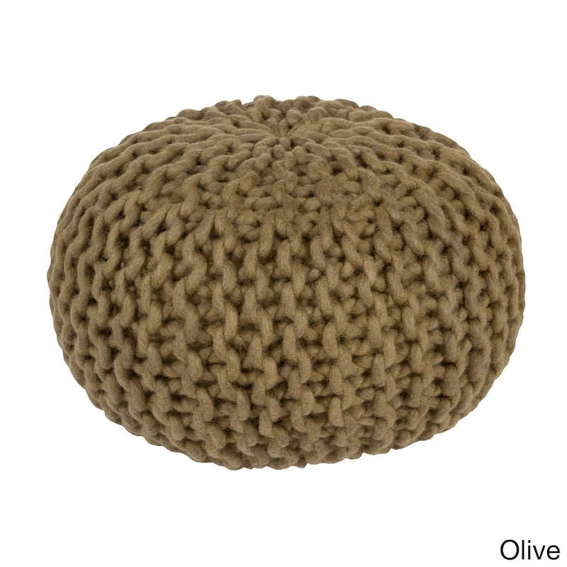 Solid Beth Round Wool 20-inch Pouf