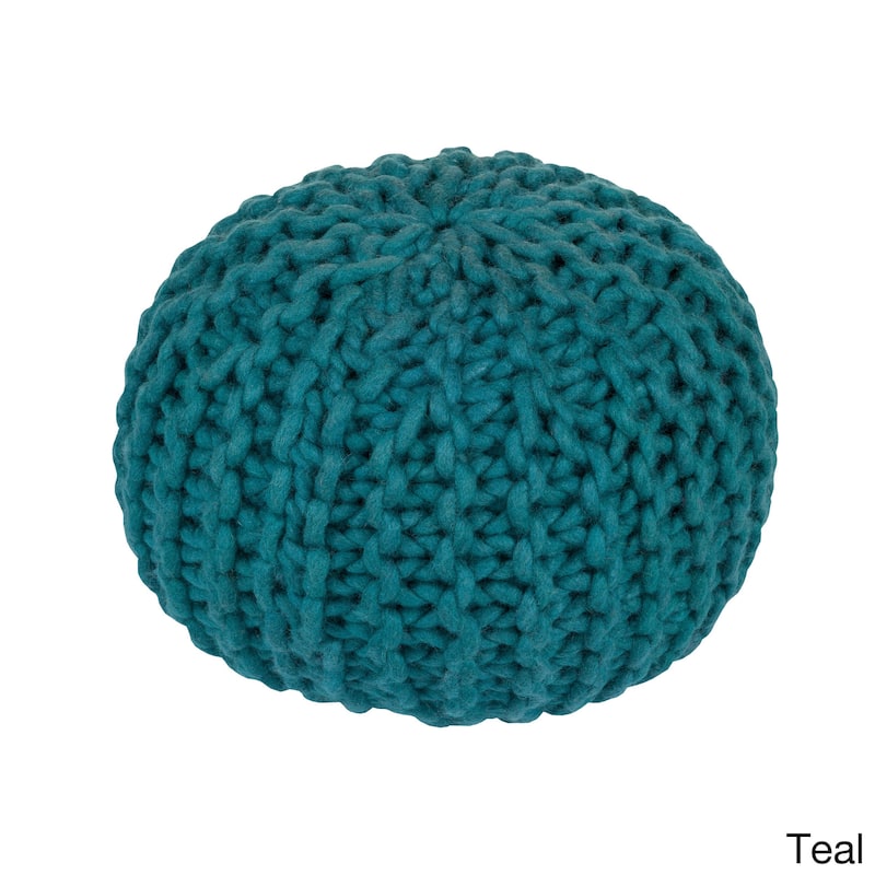 Solid Beth Round Wool 20-inch Pouf
