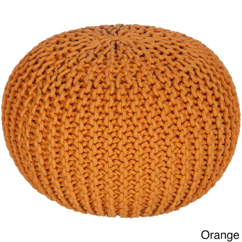 The Curated Nomad Baristo Round Cotton 20-inch Pouf - Orange