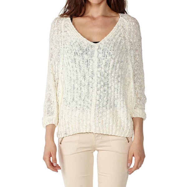 Dinamit Womens Cable Knit V-Neck Sweater