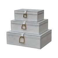 Dimond Home Set of 3 Nested White Leather Boxes