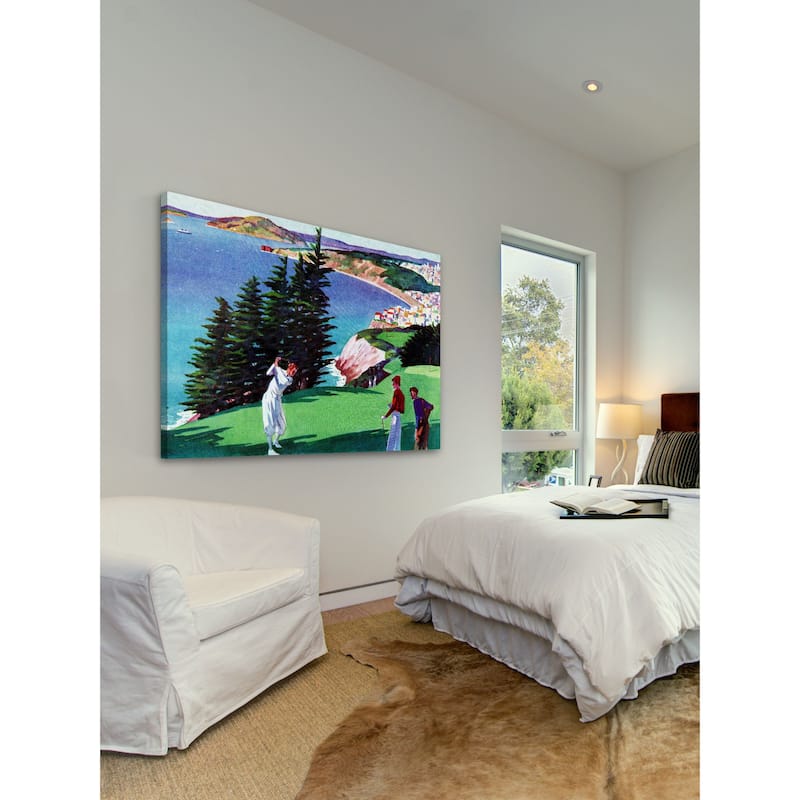 Marmont Hill - "Golfing in San Francisco" by Artist Unkown Painting Print on Canvas - Multi-Color