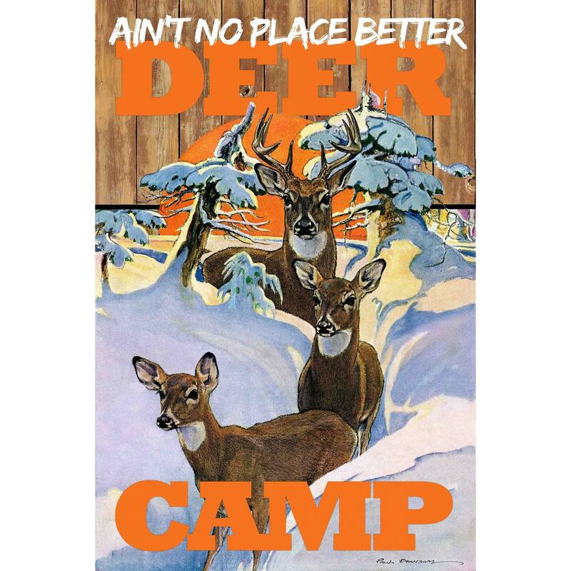 Marmont Hill - "Deer Camp" by Saturday Evening Post Painting Print on Canvas - Multi-Color